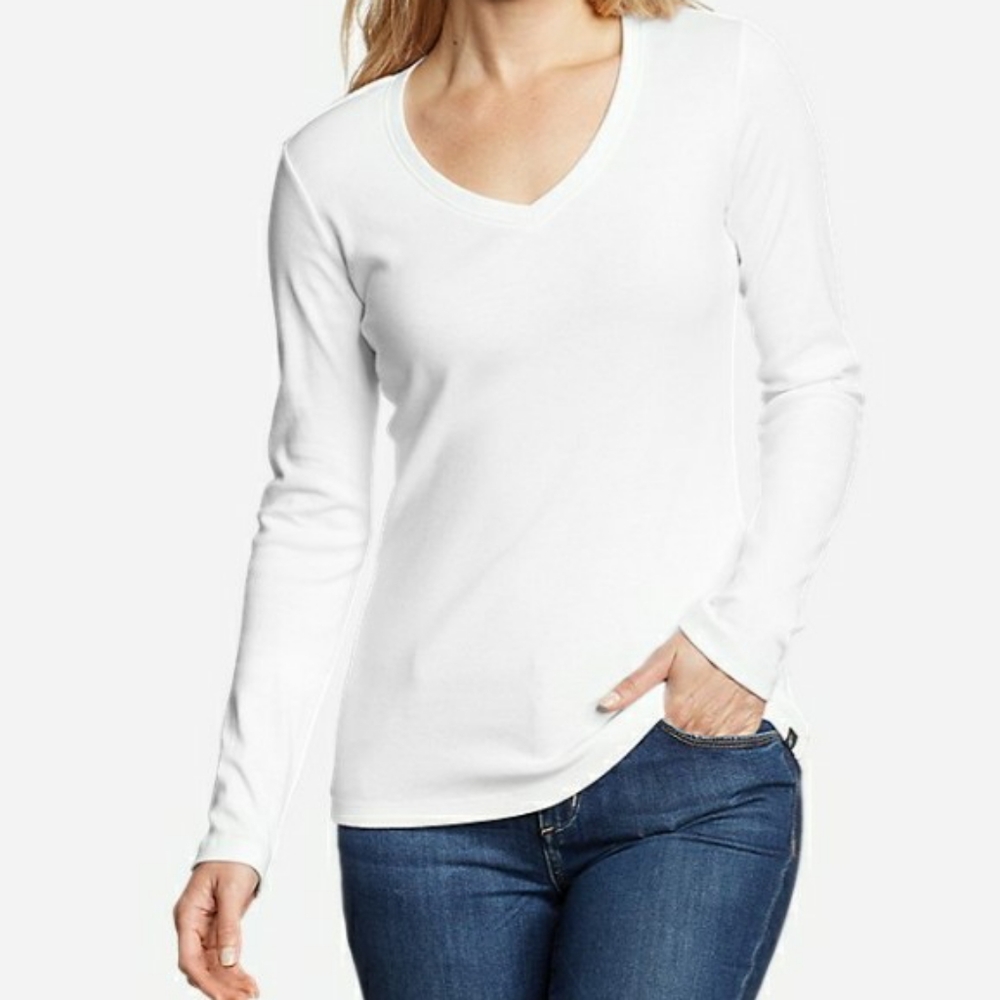 DKNY Jeans *Small* V-Neck* Ivory Long sleeve top